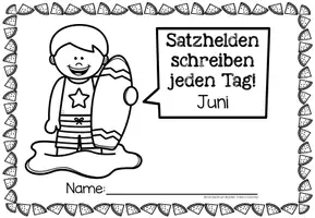 Vorschau - Arbeitsblätter - Sätze schreiben / Satz des Tages / Schüttelsätze (Schulausgangsschrift) schreiben Frühling Sommer Juni - Seite 1
