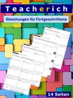 Vorschau - Arbeitsblätter - Gleichungen (für Fortgeschrittene) durch Äquivalenzumformungen lösen - Deckblatt