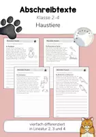 Vorschau - Arbeitsblätter - 4 Abschreibtexte: Haustiere (Klasse 2, 3, 4) Schreiben üben - Deckblatt