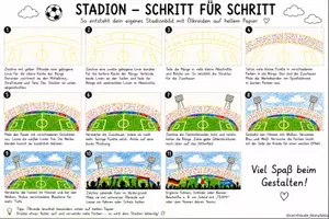 Vorschau - Mal- und Bastelvorlagen - Stadion zeichnen - Schritt für Schritt l Kunstprojekt WM 26 - Seite 1