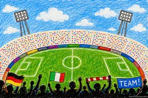 Vorschau - Mal- und Bastelvorlagen - Stadion zeichnen - Schritt für Schritt l Kunstprojekt WM 26 - Seite 2