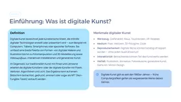 Vorschau - Präsentationen/Tafelbilder - Digitale Kunst & KI-Kunst – Kreativität, Technologie & Zukunft der Kunst | Präsentation - Seite 1