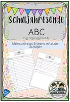 Vorschau - Arbeitsblätter - Schuljahresende: ABC und mein schönstes Erlebnis im letzten Schuljahr - Deckblatt