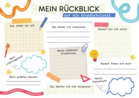 Vorschau - Arbeitsblätter - Abschied Grundschule & Schuljahresende | Erinnerungsblatt Grundschulabschluss | Erinnerung Grundschule, Reflexion & Abschiedsaktivitäten Klasse 4 - Seite 1