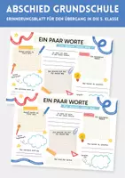 Vorschau - Anderer Materialtyp - Abschied Grundschule | Grundschulabschluss & Schuljahresende | Persönliche Worte zum Abschied, Erinnerung & Reflexion - Deckblatt