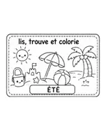 Aperçu - Feuilles d'exercices - Lis, trouve et colorie – 20 fiches de lecture | Maternelle GS CP | 5 thèmes amusants Océan, été, ferme, école et animaux - Page 1