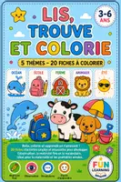 Aperçu - Feuilles d'exercices - Lis, trouve et colorie – 20 fiches de lecture | Maternelle GS CP | 5 thèmes amusants Océan, été, ferme, école et animaux - Page de couverture
