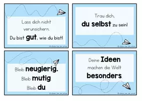 Vorschau - Anderer Materialtyp - Grußkärtchen zum Übertritt mit inspirierenden Sprüchen und Wünschen passend zum Bilderbuch "Meine Träume fliegen hoch" (Cori Doerrfeld) - Seite 1