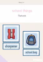 Vorschau - Poster - Picture + Word Cards / Flashcards "School things" - Deckblatt