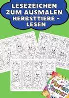 Vorschau - Mal- und Bastelvorlagen - Ausmal-Lesezeichen Herbsttiere – Deutsch / Kunst - Deckblatt