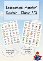 Vorschau - Stationenlernen - Lesdomino Monster Klasse 2 und 3 Deutsch kostenlos - Deckblatt