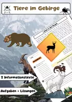 Vorschau - Arbeitsblätter - Tiere im Gebirge: Anpassung, Winterschlaf, Ökosystem - Deckblatt