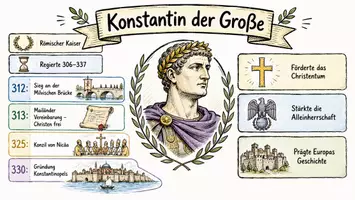 Vorschau - Arbeitsblätter - AB mit Fragen zum Thema "Konstantin der Große" + Lösungsblatt + Mindmap + Infografik - Seite 1