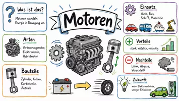 Vorschau - Arbeitsblätter - Arbeitsblatt "Motor" + Onlineübung & MP3 + Mindmap + Infografik - Seite 1