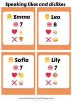 Vista previa - Tarjetas / Manipulativos - Speaking likes and dislikes - Portada