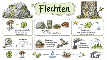 Vorschau - Arbeitsblätter - AB mit Fragen zum Thema "Flechte" + Lösungsblatt + Mindmap + Infografik - Seite 1
