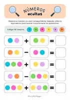 Vista previa - Hojas de trabajo - NÚMEROS OCULTOS 🧩 Sumas y restas con código de colores - Portada