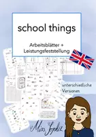 Vorschau - Arbeitsblätter - school things_Arbeitsblätter und Leistungsfeststellung - Deckblatt
