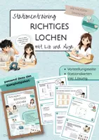 Vorschau - Stationenlernen - Lio und Aya richtiges Lochen Stationentraining - Deckblatt