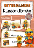 Vorschau - Bildkarten - Entenklasse Klassendienste Klassentier Ente - Deckblatt