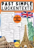 Vorschau - Arbeitsblätter - Past Simple: 5 Lückentexte (World Landmarks) für Englisch Klasse 6 7 - Grammatikübung - Deckblatt