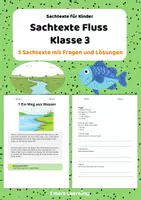 Vorschau - Stundenentwürfe - Sachtexte Klasse 3 - Fluss | Arbeitsblätter Deutsch - Deckblatt