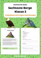 Vorschau - Stundenentwürfe - Sachtexte Klasse 3 - Berge | Arbeitsblätter Deutsch - Deckblatt