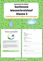 Vorschau - Unterrichtsreihen - Sachtexte Klasse 3 - Wasserkreislauf | Arbeitsblätter Deutsch - Deckblatt