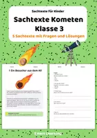 Vorschau - Stundenentwürfe - Sachtexte Klasse 3 - Kometen | Arbeitsblätter Deutsch - Deckblatt
