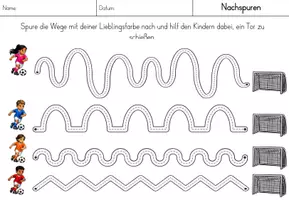 Vorschau - Arbeitsblätter - Graphomotorik / Schwungübungen - Fußball _ Vorschule / 1. Klasse - Seite 1