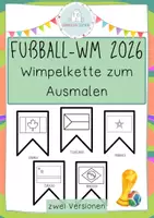 Vorschau - Poster - Fußball-WM 2026 - Wimpelkette zum Ausmalen - Flaggen - Deckblatt