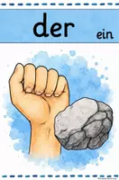 Vorschau - Arbeitsblätter - Merkplakat bestimmte Artikel "Schere, Stein, Papier" - Seite 1