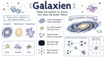 Vorschau - Arbeitsblätter - AB mit Fragen zum Thema "Galaxie" + Lösungsblatt + Infografik - Seite 1