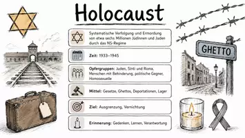 Vorschau - Arbeitsblätter - AB mit Fragen zum Thema "Holocaust" + Lösungsblatt + Mindmap + Infografik - Seite 1