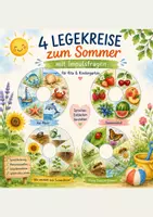 Vorschau - Arbeitsblätter - 4 Legekreise Sommer mit Impulsfragen | Sprachförderung in Kita & Kindergarten | Am Meer, Sommerobst, Insekten, Sonnenblume - Deckblatt