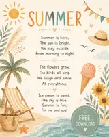 Vorschau - Poster - Summer rhyme in English for Primary School – Free Download Poster in Boho Style | Grundschule & Volksschule - Deckblatt