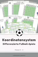 Vorschau - Spiele - Fußball-Koordinatenspiel | Differenzierte Partnerarbeit zum Koordinatensystem | Fußball-Aufstellungen & Spielzüge | Mathe Klasse 3–4 Stationenlernen & DaZ - Deckblatt