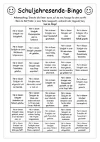Vorschau - Stundenentwürfe - Schuljahresende-Bingo - Reflexion zum Schuljahresabschluss - Seite 1