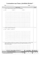 Vorschau - Arbeitsblätter - Lernstandstest zum Thema 7 Schriftliche Division - Deckblatt
