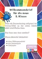 Vorschau - Anderer Materialtyp - Willkommensbrief für die neue 5. Klasse - Deckblatt