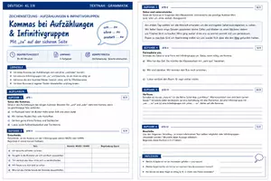 Vorschau - Stundenentwürfe - Arbeitsblatt Deutsch: Kommasetzung bei Aufzählungen und Infinitivgruppen (Klasse 7/8) - Seite 1