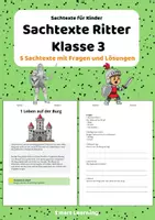 Vorschau - Stundenentwürfe - Sachtexte Klasse 3 – Ritter | Arbeitsblätter mit Fragen & Lösungen - Deckblatt