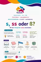 Vorschau - Arbeitsblätter - Arbeitsblatt Deutsch: s, ss oder ß? – Rechtschreibung s-Laute (Klasse 7/8) - Deckblatt