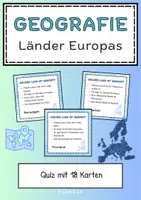 Vorschau - Quiz - Europa-Quiz: „Welches Land ist gesucht?“ mit 18 Quizkarten - Deckblatt