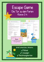 Vorschau - Arbeitsblätter - Escape Room Sommerferien | Deutsch Klasse 2–4 - Deckblatt