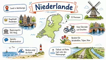 Vorschau - Arbeitsblätter - Arbeitsblatt "Niederlande" + Onlineübung & MP3 + Mindmap + Infografik - Seite 1