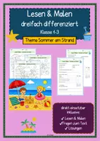 Vorschau - Arbeitsblätter - Lesen und Malen Sommerferien - Deckblatt