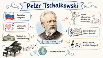 Vorschau - Arbeitsblätter - AB mit Fragen zum Thema "Peter Tschaikowski" + Lösungsblatt + Infografik - Seite 1