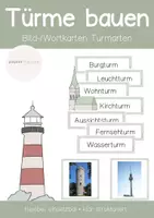 Vorschau - Bildkarten - Türme bauen - Bild/Wortkarten passend zur Unterrichtsreihe - Deckblatt
