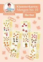 Vorschau - Aufgabenkarten - 4x Klammerkarten Herbst: Mengen & Zählen im Zahlenraum bis 10 - Deckblatt